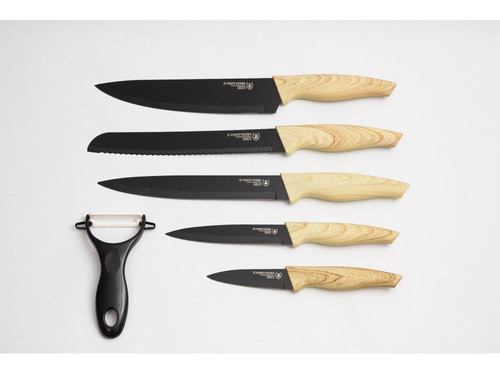 Set Cuchillos Chef Zepter 6 Piezas Profesional Simil Madera