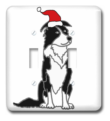 Lindo Cachorro Border Collie Divertido Santa. Tapa Luz