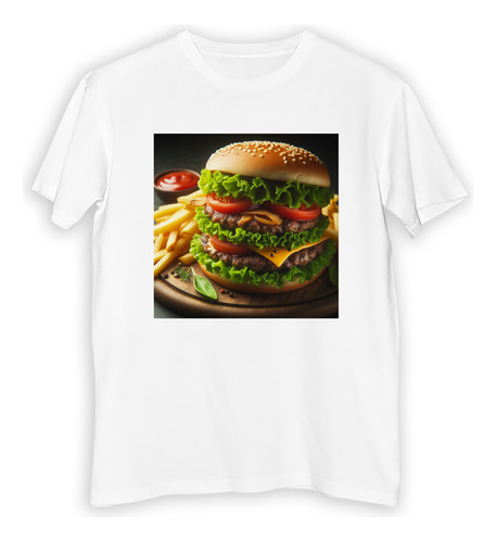 Remera Hombre Hamburguesa Sanguche Papas Restauran