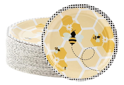 Paquete De 80 Platos De Papel Bumble Bee Para Revelació De G