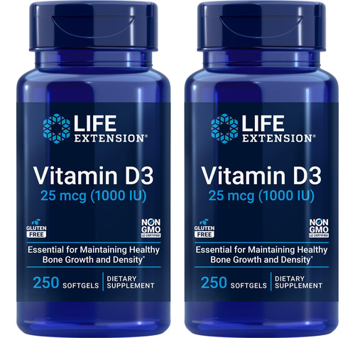 Life Extension Vitamina D3 1000 Ui 2x250 Cápsulas Blandas