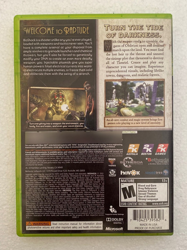 Juego Xbox 360 Original Bioshock Y Oblivion Elder Scrolls 4 (Usado)