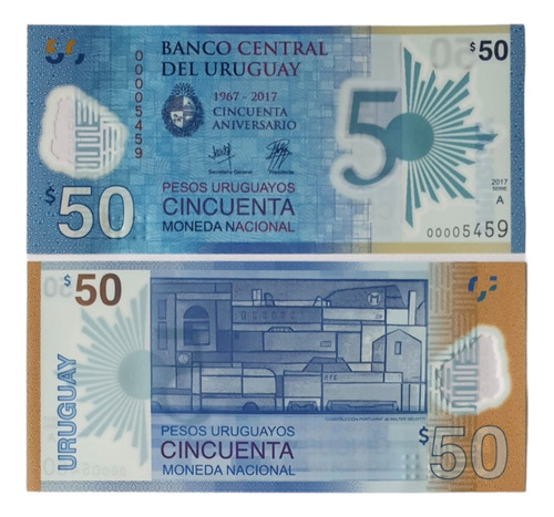 Billetes Mundiales:uruguay 50 Pesos Urug. Año 2017  4 Dig.