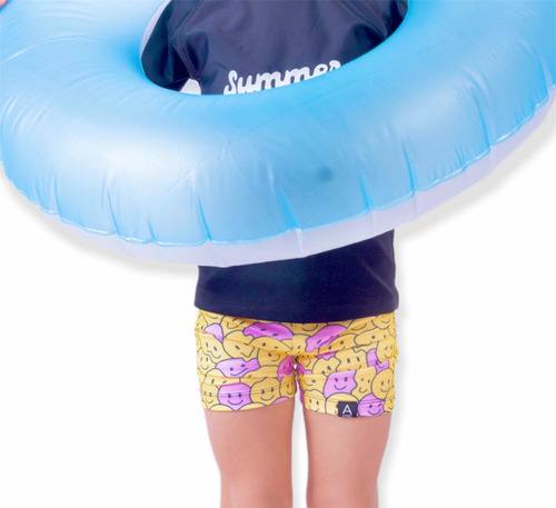Imagen 2 de 4 de Short De Baño Lycra Uv Upf50+ Niñas Y Niños Emoji Smile