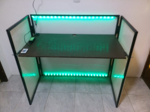 Imagen 3 de 7 de Cabinas Dj Movil Pro Luz Led Rgb O Azul Mesa Plegable Slim