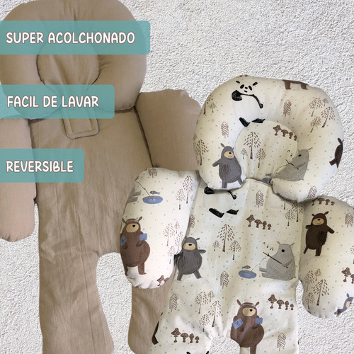 Reductor Huevito Bebe Cochecito Universal Reversible Algodon Ositos