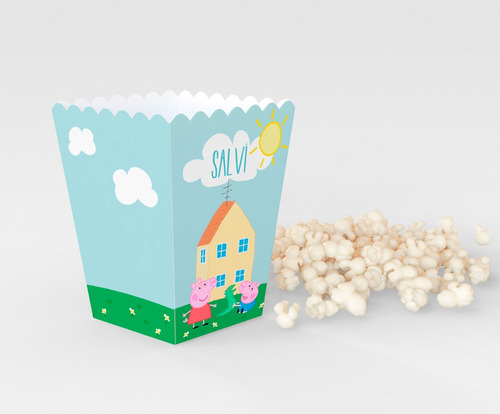 Imprimible Box Pochoclo Popcorn George Pig Peppa
