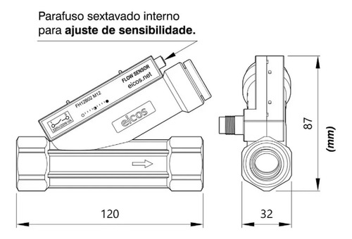Sensor De Fluxo Fh12b04-m12 Médias Vazões De Óleo - 1/2 G