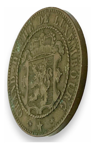 Moneda Antigua De Bronce País De Luxemburgo 10 Centimos 1865 (Usado)
