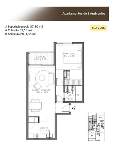 Imagen 3 de 4 de Residencias Arenales 2 Ambientes En Venta - Ref: 1367