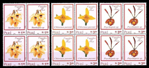 Orquídeas - Perú 2002 - Serie En Cuadritos Mint - Yv 1292-4 