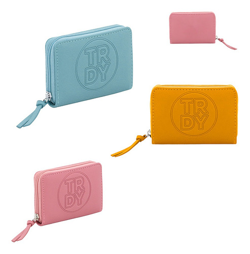 Billetera Compacta Trendy Compacto Y Elegante Logo Trdy Color Aqua Diseño De La Tela Liso