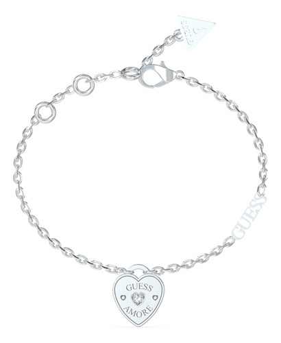 Pulsera Mujer Corazon Guess Amore Color Plateado Diámetro 9 Cm Largo 18 Cm