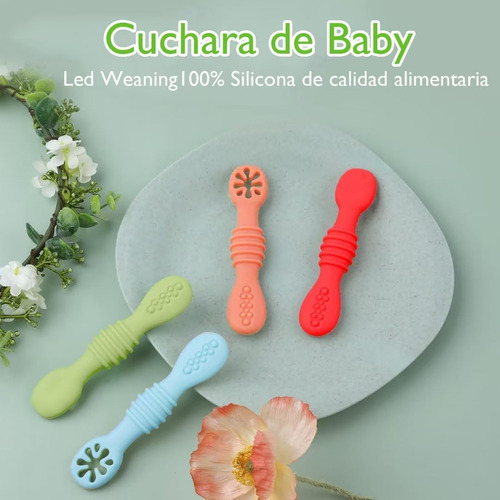 Juego De 6 Cucharas Masticables De Silicona Arcoíris