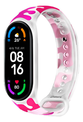 Correa Compatible Xiaomi Mi Band 5 Y 6 Camuflado Tr Fucsia