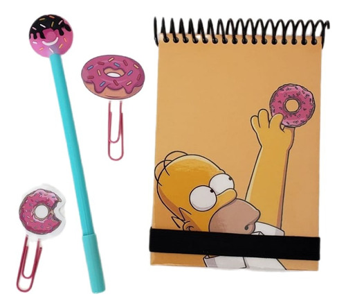 Anotador Lapicera Y Clips Los Simpsons