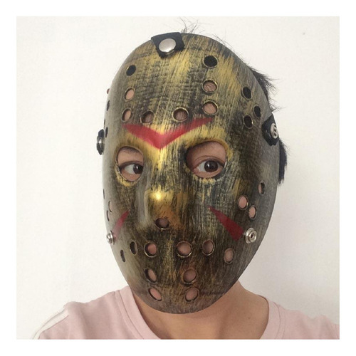 Jason Voorhees Máscara, Mxjgd-001, 1 Pza. 25x18x5 Cm, Plásti Color Dorado Jasongold