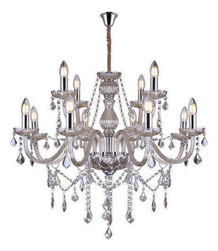 Lustre Glam Maria Tereza Champanhe 12 Braços E14 Taschibra