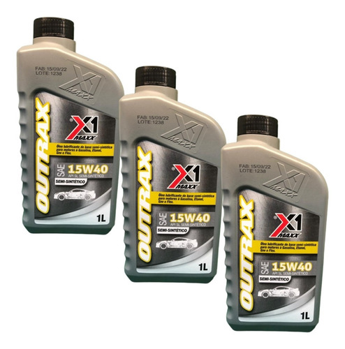 Kit 3 Óleos Motor X1 Maxx Sae 15w40 Api Sl Semi Sintético 
