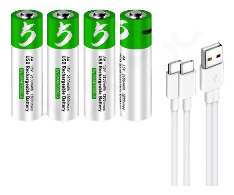 Pilas Recargables Tipo C Aa 4 Unidades Blanco