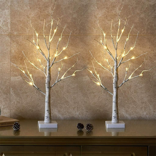 Juego Con 24 Luces Led Para Arbol De Abedul Blanco 2 Piezas