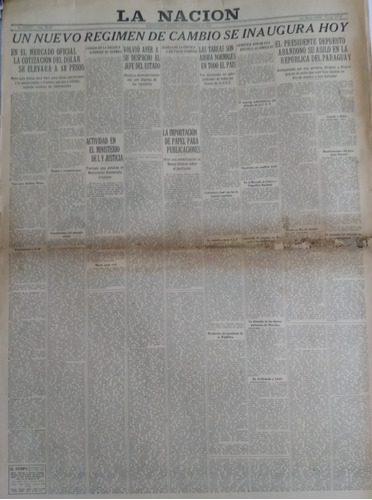 La Nacion 3/11/1955 Nuevo Regimen De Cambio , Detalle