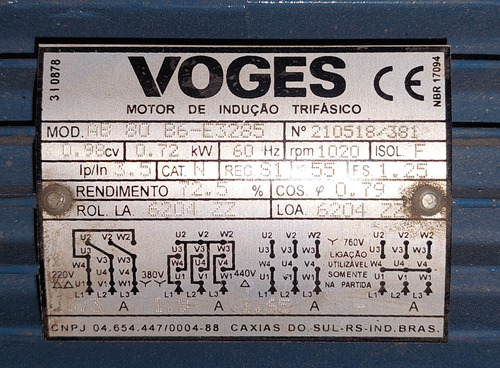 Motor Ventilador 220/380/440v 60hz 0,98cv Hitachi Hld34612a