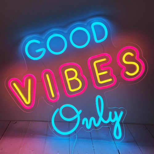 Letrero Neon Good Vibe Only Luz Led S Para Decoracion Pared