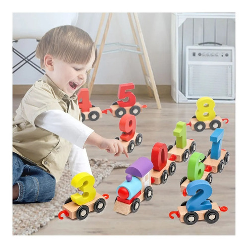 Imagen 6 de 7 de Tren De Números En Bloques Juguete De Madera Montessori