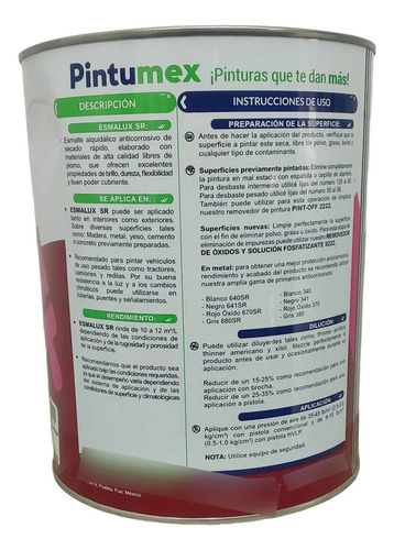 Pintumex Esmalux, Esmalte Base Aceite, 4 Litros Negro