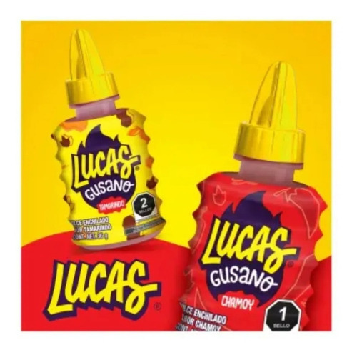 Lucas Gusano Liquido Sabor Tamarind Y Chamoy Dulce 20 Piezas