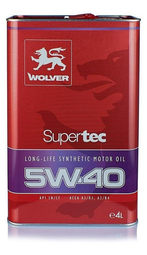 Aceite Wolver Supertec 5w40 X4l 100% Sintetico