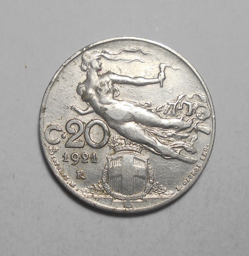Italia Moneda De 20 Centesimi 1921 R - Km#44 - Muy Linda