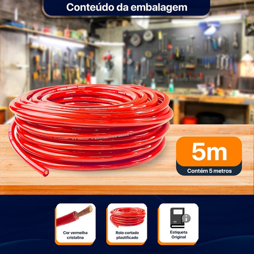 Rolo Cabo Fio Som 100% Cobre 21mm 5mt Bateria Módulo Força