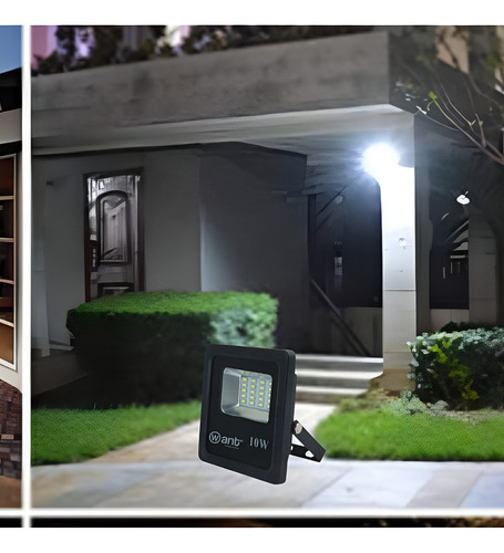 Foco Proyector De Área 10w Con Fotocelda Luz Cálido 3500k Carcasa Negro Luz Luz Cálida