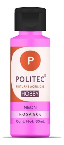 Pintura Acrílica Politec Hobby Acabado Neón 60 Ml Color Rosa