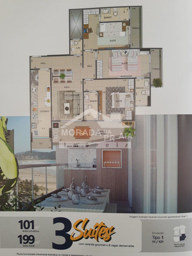 Imagem 9 de 9 de Apartamento Em Campo Da Aviação, Praia Grande/sp De 200m² 3 Quartos À Venda Por R$ 556.118,00 - Ap1910607-s