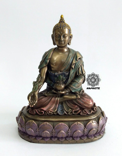 Buda Azul De La Salud Con Baño En Bronce Budismo Tibetano