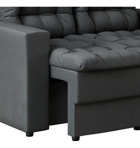 Sofá 2 Lugares Retrátil Lubeck Plush Suede Grafite 140 Cm