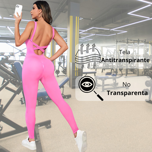 Catsuit Deportivo Largo Invierno Push Up Seamless Premium Rosa Chicle Lisa M