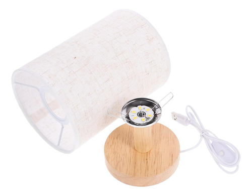 Lámpara De Mesa Con Base De Madera, Lámpara De Tela Alta, Lu