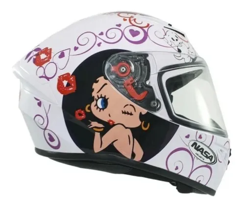 Casco Betty Boop Ns 701 de la NASA color blanco talla 56