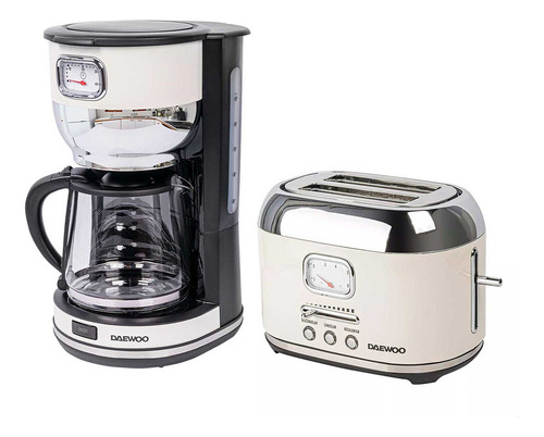 Cafetera Automática Daewoo 10tzas + Tostador De Pan Color Negro/blanco
