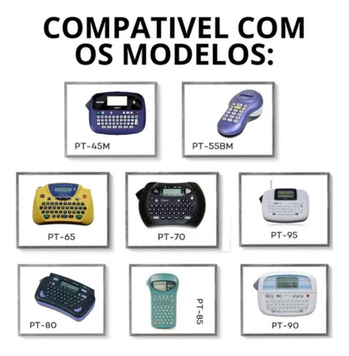 Kit 5x Fitas Rotuladoras Compatível Pt-45 Pt-55 Pt-65 Cores