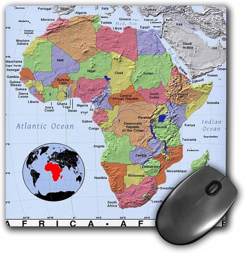 Mouse Pad 3drose De 8'' X 8'' Mapa De Africa -multicolor