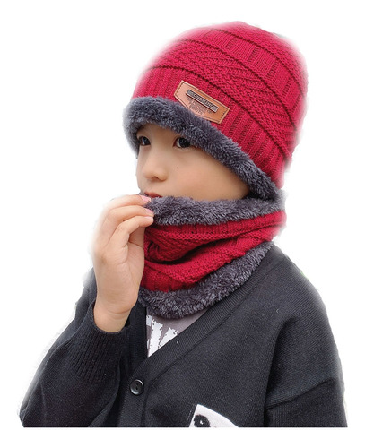 Bufandas Y Gorro Niños Cuello Unisex Invierno Frío