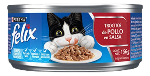 Alimento Felix Trocitos de Pollo para gato adulto sabor pollo en lata de 156g