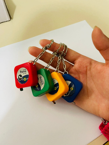 Kit 12 Chaveiros Mini Trena Aço 1 Metro Colorido Brasfort