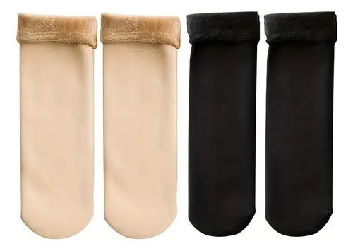 Pares Medias Térmicas Invierno Cálidas Polar Packs Elegibles Negro Y Beige 6 Negro Y 6 Beige