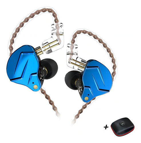 Fone De Ouvido Kz Zsn Pro Com Microfone Azul Royal Com Case